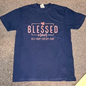 Navy blessed mama tee